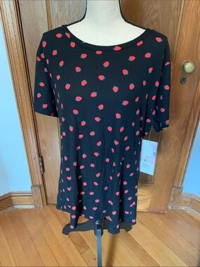 Perfectly Imperfect Black Strawberry Print Women’s Top